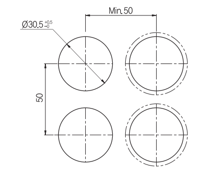 Kích thước lỗ khoét mặt tủ MRA-TM1D0G