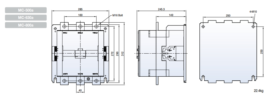 Kích thước Contactor LS MC-630a DC24V