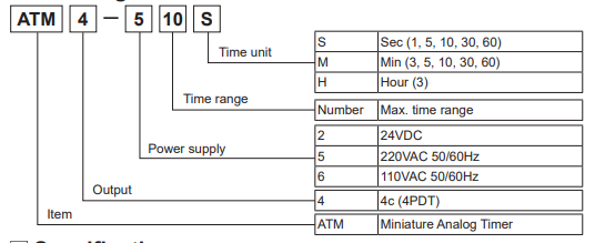 Mã chọn timer Autonics ATM Series