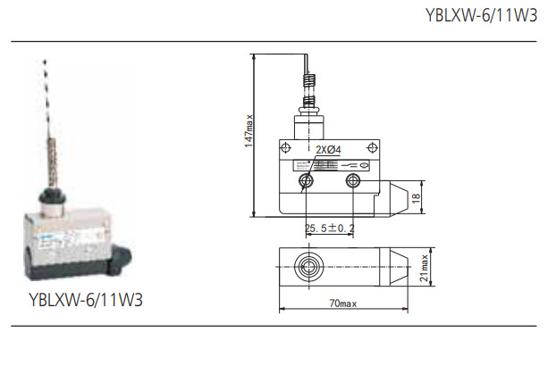 Specifications of the limit switch CHINT YBLXW-6/11W3
