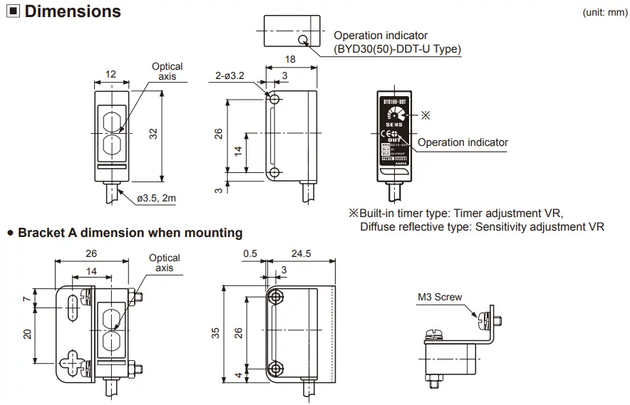 Kích thước BYD30-DDT-T