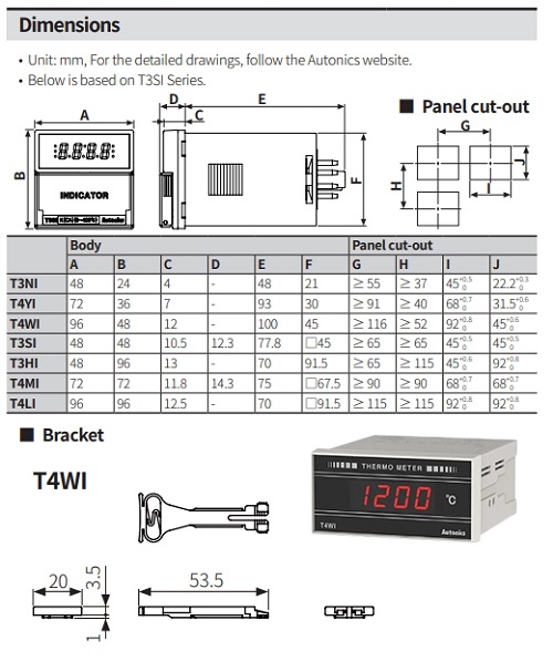 Kích thước T4WI-N4NP4C-N