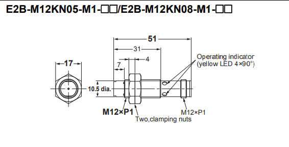 Kích thước của E2B-M12KN08-WP-C1 2M