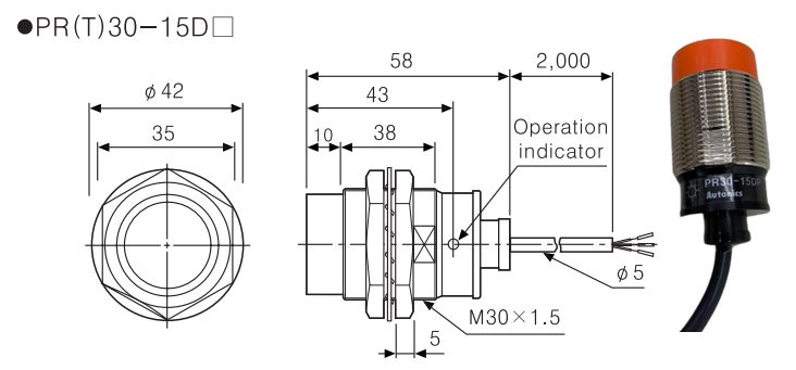 Kích thước của PR30-15DP