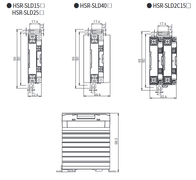 Kích thước ứng dụng tiêu chuẩn CE của HSR-SLD series