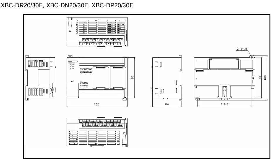 Kích thước của Bộ lập trình PLC XBC-DN20E LS