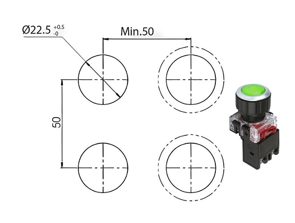 Kích thước lỗ khoét mặt tủ MRP-ND0G