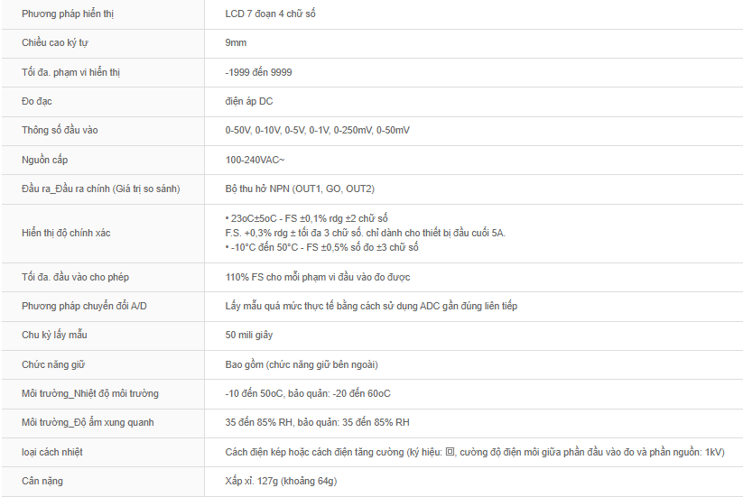 Thông số kỹ thuật của MT4N-DV-41