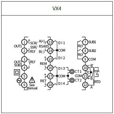 Sơ đồ kết nối bộ điều khiển nhiệt độ VX4-UCMA-A1CT
