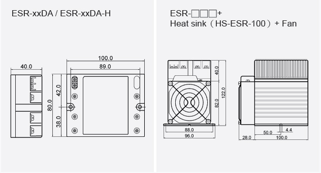 Bản vẽ kích thước bộ bán dẫn 3 pha Fotek ESR-40DA-H 