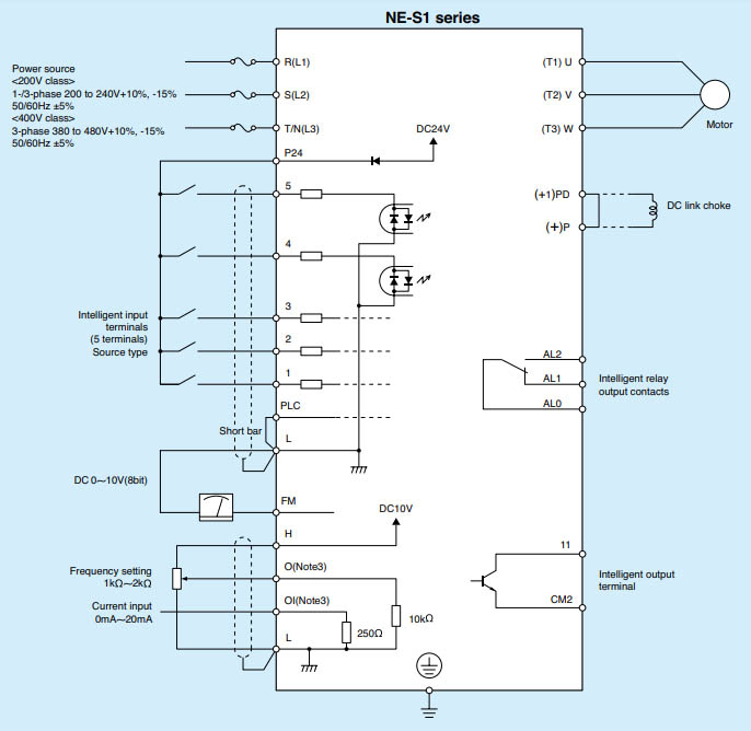 Sơ đồ kết nối biến tần NES1-040HB